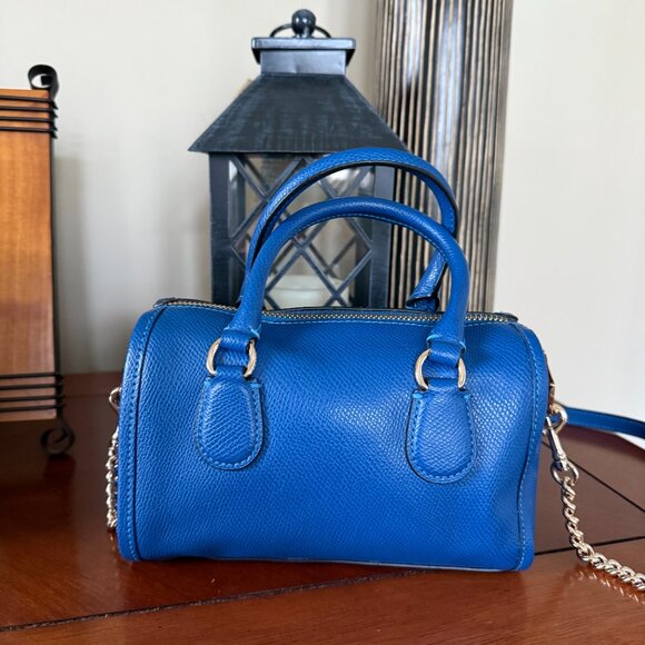 COACH BABY BENNETT SATCHEL CROSSBODY BAG Blue Leather - Picture 2 of 16